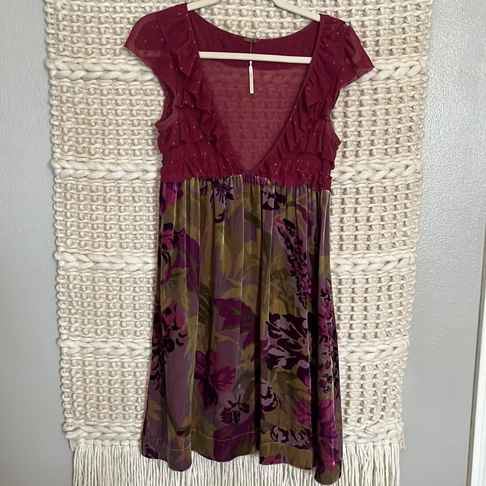 Free People Ruffle/Velvet Dress